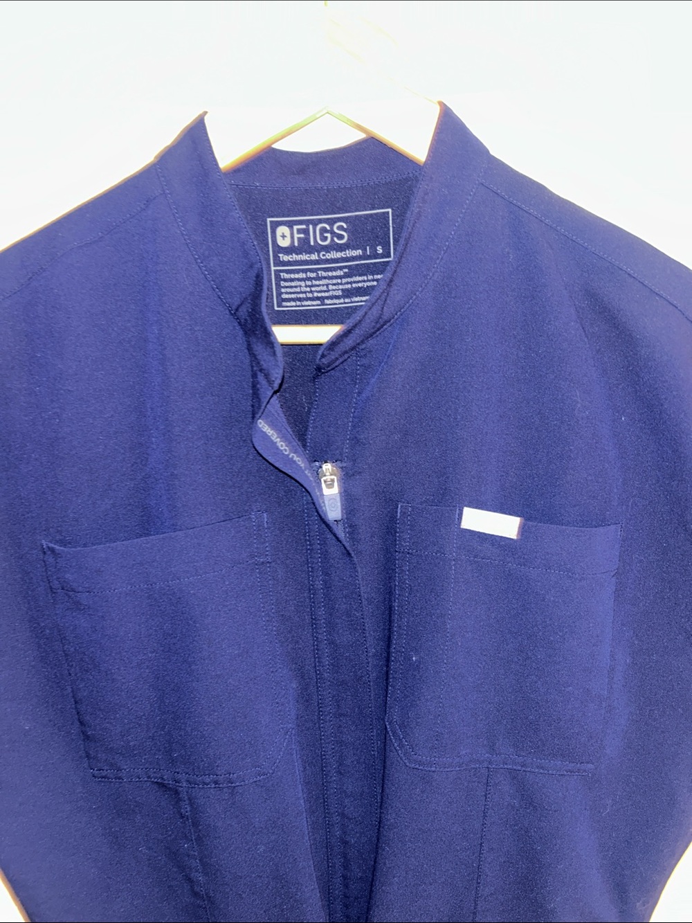 Figs Navy Utility Medical Jumpsuit with Waist Tie - Picture 5 of 5